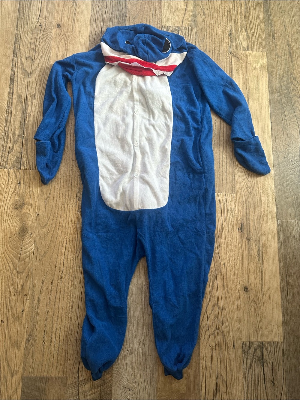 Large Dadda Shark Blue White Red Fleece Hoodie